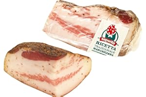 PASSIONE ITALIA Guanciale al Pepe – Italienischer Schweinebackenspeck mit schwarzem Pfeffer, gereift ideal für Carbonara, Amatriciana & Antipasti (400gr)