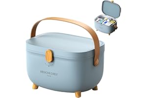 Accmuzzy Medicine Storage Box - Multi Grid Lockable Assistant for Home, Office, School & Emergencies (Blue)