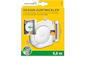 Schellenberg 50150 Enrouleur de sangle pour volet roulant Design Mini, avec sangle 14 mm x 5 m et support mural, blanc