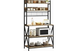 TEKAVO Lita Microwave Oven Stand Heavy Duty 5 Tier Oven Stand for Kitchen Multilayer Stand 80L x 40W x 170H CM Black & Rustic Brown DIY