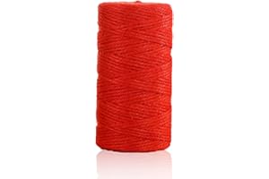 ALOHOVME 100M Red Natural Jute Twine, 3Ply Jute String Rope for Gift Wrapping, DIY Arts & Crafts, Gardening, Bottles, Bundling, Floral Arrangement, Baskets, Home and Wedding Decoration, 2mm Gardening Twine