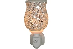 Cello Shining Silver Plug-In Wax Melt & Oil Burner - Electric Diffuser for Wax Melts & Essential Oils, Home Aroma Present, Office Gift, Bedroom Night Light, Hallway & Living Room Fragrance