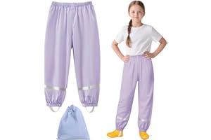 DAZZROI Kids Waterproof Rain Trousers, Lightweight Rain Trousers with Reflective Strip, Mud Dirty Proof Pants Outdoor Windproof Rainwear Pants for Boys and Girls School Play Cycling (Rose Red, Purple)