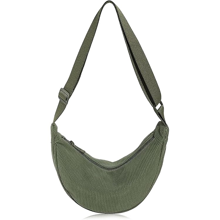 Sac Banane Femme Velours Côtelé - Forme Demi-lune, Sangle Réglable, Multifonction - Sac Croisé Tendance
