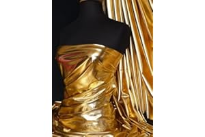 Mirror Foil High Shine Liquid Wet Look Stretch Fabric | Stunning Dressmaking & Display Material | Same Day Dispatch | Sold by The Metre | by Tia Knight (Gold, 1 Metre)