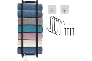 ZDHOSTY Towel Rack Wall Installation - New upgraded Wall Towel rack Stainless steel matte black Bathroom towel rack suitable for folding large towels, towels, etc