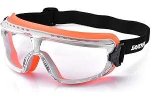 Safeyear Anti-fog Safety Glasses [EN166]- SG036OR Anti Scratch anti fog safety goggles&, UV Protection for Men, Eye Impacted Sealed Protective Work Goggles for DIY, Lab, Welding, Grinding