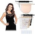 AYNKH 6 Pieces Lady Lace Anti Peep Clip-on Mock Camisole Bra Insert with Invisible Body Tapes, Adjustable Modesty Panel Vest Soft Privacy Coverage Tank Tops for V-Neck Multicolor