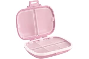 MAGGIDEA Pill Box, Travel Pill Organisers, Portable Medicine Storage Box,Wheat Small Pill Dispenser with 8 Compartments for Purse.Waterproof White and Green Pill Case Pink