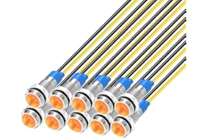 Gebildet 10pcs 6mm 230VAC LED Indicateur en Métal Lampe De Signal Étanche (Jaune)