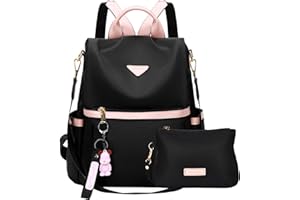 Leathario Mochila Mujer en Nylon con Multibolsillos, Bolso Mochila Multifuncional Casual para Uso Diario como Viaje, Escuela, Compras, Visitas y Universidad