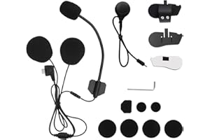 BETOWEY Kit Microfono e Altoparlanti per Casco da Moto con Accessori di Montaggio B2X Interfono Moto – Include Microfono Morbido e Rigido
