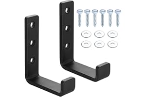 QEAPUG 2pcs Ganchos Resistentes para Pared en Forma de J, Ganchos de Acero al carbono Negros Universales, Percheros, Ganchos para Abrigos,Soporte de Pared para Artículos Voluminosos (2) (2pcs alargar)