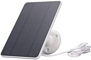 ASIXXSIX Panel Solar de 10 W para Cámara de Seguridad, Panel Solar USB para Cámara de Seguridad de 5 V CC, Cargador Solar Resistente Al Agua con Montaje Ajustable, Compatible con Micro USB (Blanco)