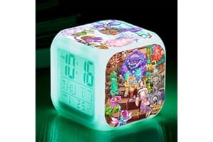 XINCHANGDA My Singing Monsters - Sveglia digitale a LED per bambini, con 7 colori cangianti, luce notturna con visualizzazione della temperatura e ora