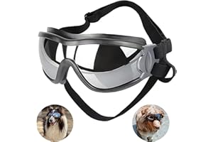 TSATHOGGUA Gafas de sol para perros con bandas elásticas, gafas para mascotas ultravioleta, protegiendo los ojos de los perros de los rayos ultravioleta, el viento, el polvo, para variedades medias/grandes