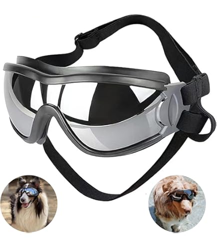 NAMSAN Lunettes De Soleil Pour Petits Chiens Protection Des Yeux Pour Chien Avec Cadre Rond Protection Contre Le Vent Protection UV Lunette Moto Pour Chien - Noir
