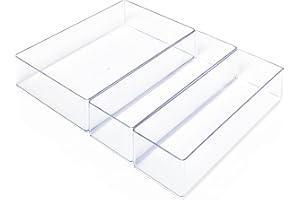 Lilly Things ANTIRUTSCH Schubladen Ordnungssystem (transparent) Schubladen Organizer Schubladeneinsatz Aufbewahrungsbox für Make-Up Kosmetik Schminktisch Schreibtisch Büro Bad Küche (3-teilig B)