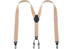 Lafayon Bretelles pour homme - 4 clips - Dos en Y - 3,5 cm de large - Élastiques robustes et réglables - Pour homme - Bretelles durables - Clips métalliques solides