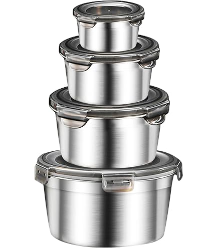 Portapranzo In Acciaio Inox CEWROM Con 4 Scomparti – Set Da 2, 600 Ml Ciascuno, A Prova Di Perdite, Per Scuola, Lavoro E Campeggio