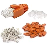 VCE (Gen 1) 10 Pack CAT7 RJ45 Connector Shielded with Boots CAT6A RJ45 Plug Modular with Load Bar Orange