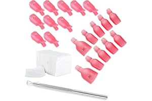 JZK Zestaw narzędzi do usuwania paznokci, 10 x klipsy do paznokci + 10 x klipsy do paznokci u stóp + 200 x bawełniane podkładki do paznokci + 1 narzędzie do usuwania paznokci akrylowych żelowych UV