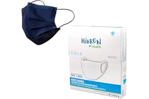HIBRON 50 Masques Jetables Homologués Européens, CWA 17553: 2020, BFE> 99%, Bleu Marine.