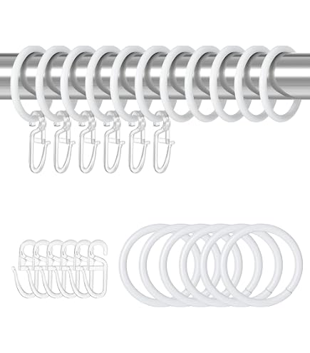 Merriway Vorhangstangenringe, Kunststoff, Weiß – 24 Stück, Innendurchmesser 35 Mm, Außendurchmesser 42 Mm