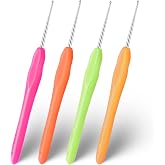 Molain Crochet Hooks Set of 4 1.0mm 1.25mm 1.5mm 1.75mm Small Size with Ergonomic Handle for Knitting Scarves Gloves Bags Hat