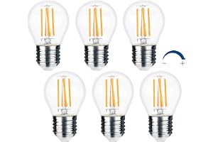 Akynite Glödlampa G45 E27 4 W LED dimbar varm vit 2 700 K, 400 lm, AC 230 V 40 W ersättning, glödlampa LED-filament droppar E