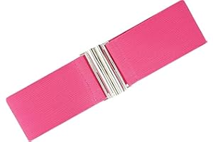 Ro Rox Florence Vintage Belt | Elasticated Pink 50s Inspired Women's Retro Wide Nurse Accessory With Silver Buckle
