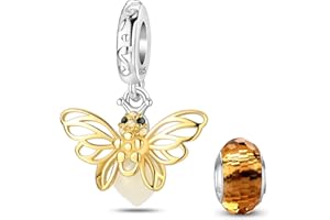 HappyStar colgante de plata 925 abalorios para pulseras,Colgante Abalorios Charms Bead compatible con Pandora y europeos pulseras y collares （Con perlas de aislamiento）