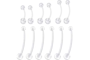 Mayhoop Piercing de Nombril Grossesse 14G Acrylique Flexible Clair 32mm Retainer Anneau de Nombril Femmes Enceintes Sports avec Barre Acrylique 12-18mm Piercing de Ventre Or Rose