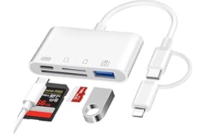 CLOMNPE SD Kartenleser für iPhone iPad, 4 in 2 Light ning USB-C auf SD Micro SD USB Kartenleser SD Kartenleser USB C Gleichzeitiges Laden und Kartenlesen, Speicherkartenleser SD Karten Adapter für iPhone/iPad