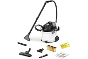 Kärcher Lava-aspiradora SE 5, Manguera de aspiración con pulverizador, depósitos de 4 l, boquillas de Lavado, Intercambiable, para tapicería y Ranuras, con Accesorio para Suelos Duros