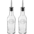BORMIOLI ROCCO Officina 1825 Olive Oil/Vinegar Glass Bottles Stainless Steel Pouring Spout 268 ml (Pack of 2)