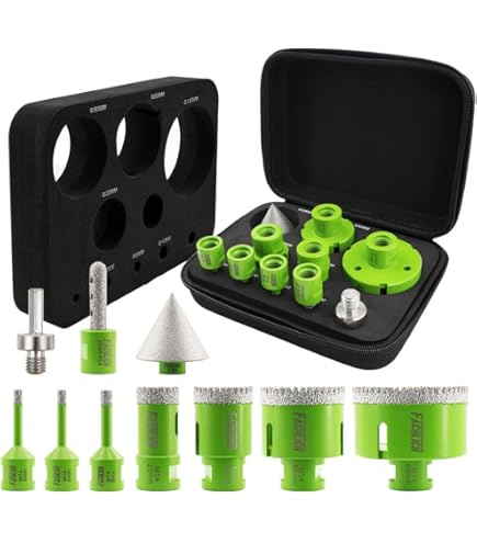 S&R Professionele set van 2 5 mm diamantboor, diamanttegelboor en carbide glasboor, voor harde keramiek, graniet, glas, porselein, tegels, fijn steengoed, marmer, in robuuste doos