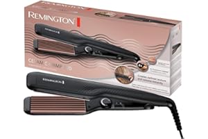 ‎REMINGTON Remington Kreppeisen - Zick-Zack Wellen & Volumen (37mm Stylingplatten, 150-220°C für feines & dickes Haar, antistatische Keramik-Turmalin-Beschichtung) Haarglätter / Glätteisen / Lockenstab S3580