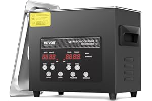 VEVOR Pulitore ad Ultrasuoni 3L, Macchina per Pulizia ad Ultrasuoni Digitale 120W con Degasaggio Modalità Delicata, Pulitore ad Ultrasuoni Industriale da 40kHz con Timer e Riscaldatore per Gioielli
