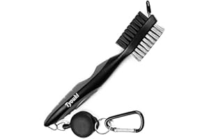 Tyouki Golf Brush with Groove Cleaner, Nylon & Steel Golf Club Brush Portable Golf Clean Tool with Adjustable Aluminum Carabiner for hanging on golf bag, Lightweight, Ergonomic Design