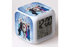 SXWY La Reine des Neiges Réveil numérique, lumières colorées réveil de l'humeur Horloge carrée Disponible Chargement USB adapté aux Cadeaux spéciaux pour Enfants garçons et Filles (05)