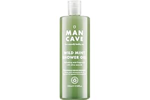 ManCave Bagnoschiuma Uomo Wild Mint 500ml, Gel Doccia con Olio di Limone, Menta Piperita ed Eucalipto, Formulazione Naturale con L-Arginina, Doccia Schiuma Senza Solfati e Parabeni, Vegan Friendly