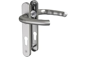 GANZTECH 1 Set Nickel UPVC 304 Edelstahl Türgriff, 92mm PZ (Mitte), Rückplatte 212mm, 122mm Schraube zu Schraube, Nickel Ersatz PVC Türgriff