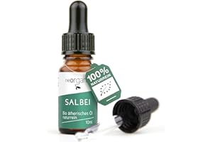 ‎NEOORGANIC NeoOrganic® BIO Salbeiöl (Salvia Officinalis) – charakteristische Farbe, balsamisch-süßer Duft – zum Aromatisieren und Würzen von Speisen und Getränken – 100% naturreines ätherisches BIO-Öl - 10ml