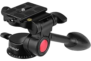 Andoer - Testa per treppiede a 3 vie, in lega di alluminio, 3 dimensioni testa treppiedi con impugnatura Pan Bar 360°, fotografia panoramica per la maggior parte delle fotocamere DSLR ILDC
