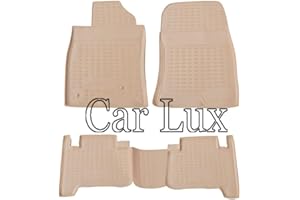 Car Lux AR05527 - Alfombrillas Alfombras de goma a medida con borde alto tipo cubeta 3D en BEIGE Land Cruiser 120