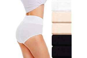 TUUHAW Braguita de Talle Alto Algodón para Mujer Pack de 5 Culotte Bragas de Cintura Alta Cómodo Talla