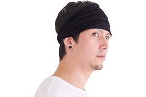 CHARM Fascia Per Capelli Cotone Bandana Unisex - Fascia Per Chemio Ampia Morbida Giapponese Boho Nero