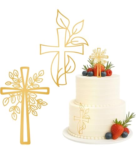 Acryl Cake Topper Set – 3 Goldene Kreuz-Deko Für Taufen, Kommunion, Hochzeit & Geburtstag