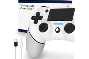 BOLEI Wireless Controller für PS-4/Pro/Slim | Schnell Verbinden Ergonomic Controller | Dual Vibration | 3.5mm Kopfhörerbuchse | Touchpad | 6-axis Bewegungssensor | SHARE | Controller Wireless Weiß